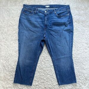 Good American Plus size 20 raw hem cropped jeans medium wash high rise